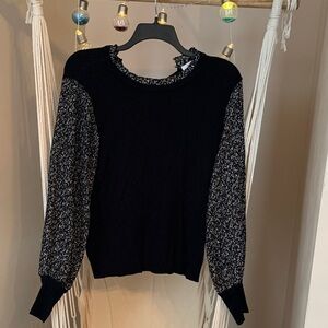 Sioni Black and White Patterned Sweater large